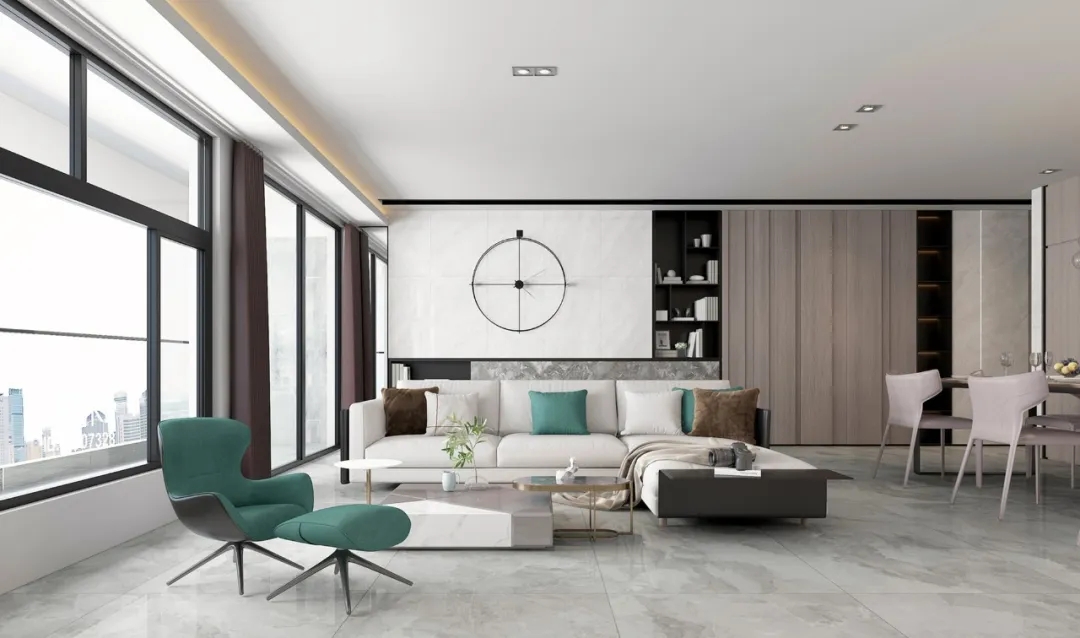 宏陶大板白瓷砖装修效果图