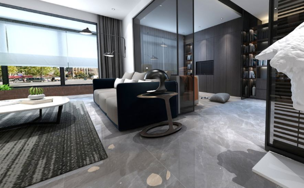 宏陶灰色瓷砖卧室效果图