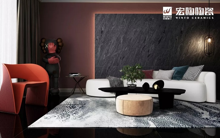 宏陶暮光石背景墙效果图