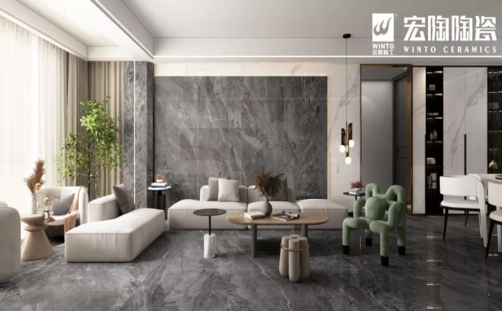 宏陶岩板背景墙效果图