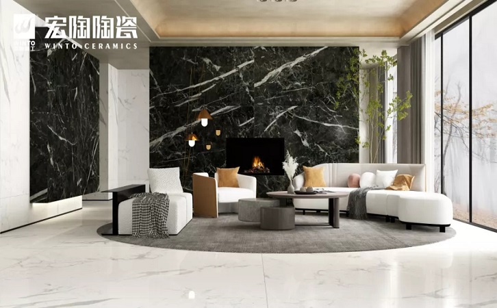 宏陶岩板背景墙效果图