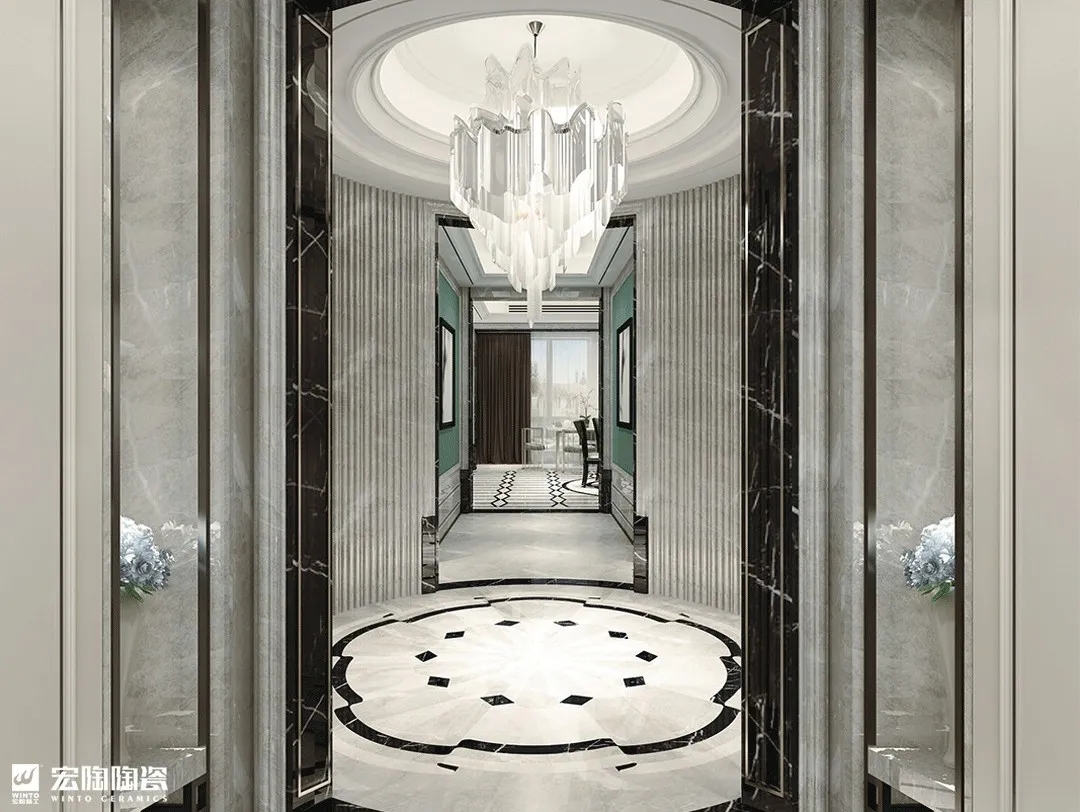 宏陶夜飘雪TPGM80006瓷砖地砖装修效果图 